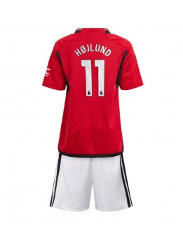 Manchester United Rasmus Hojlund #11 Replika Hemmakläder Barn 2023-24 Kortärmad (+ byxor)